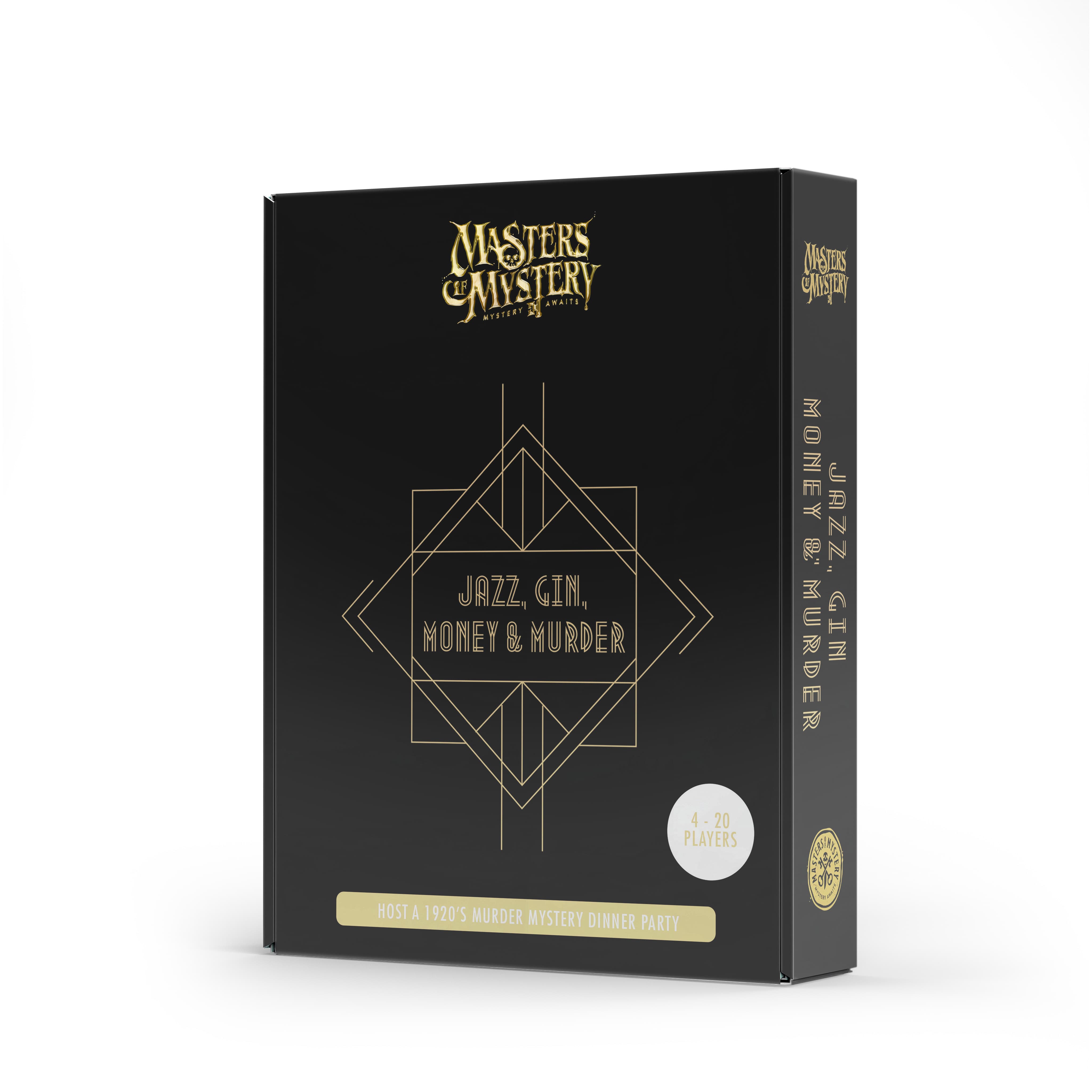 1920s murder mystery game box, spine