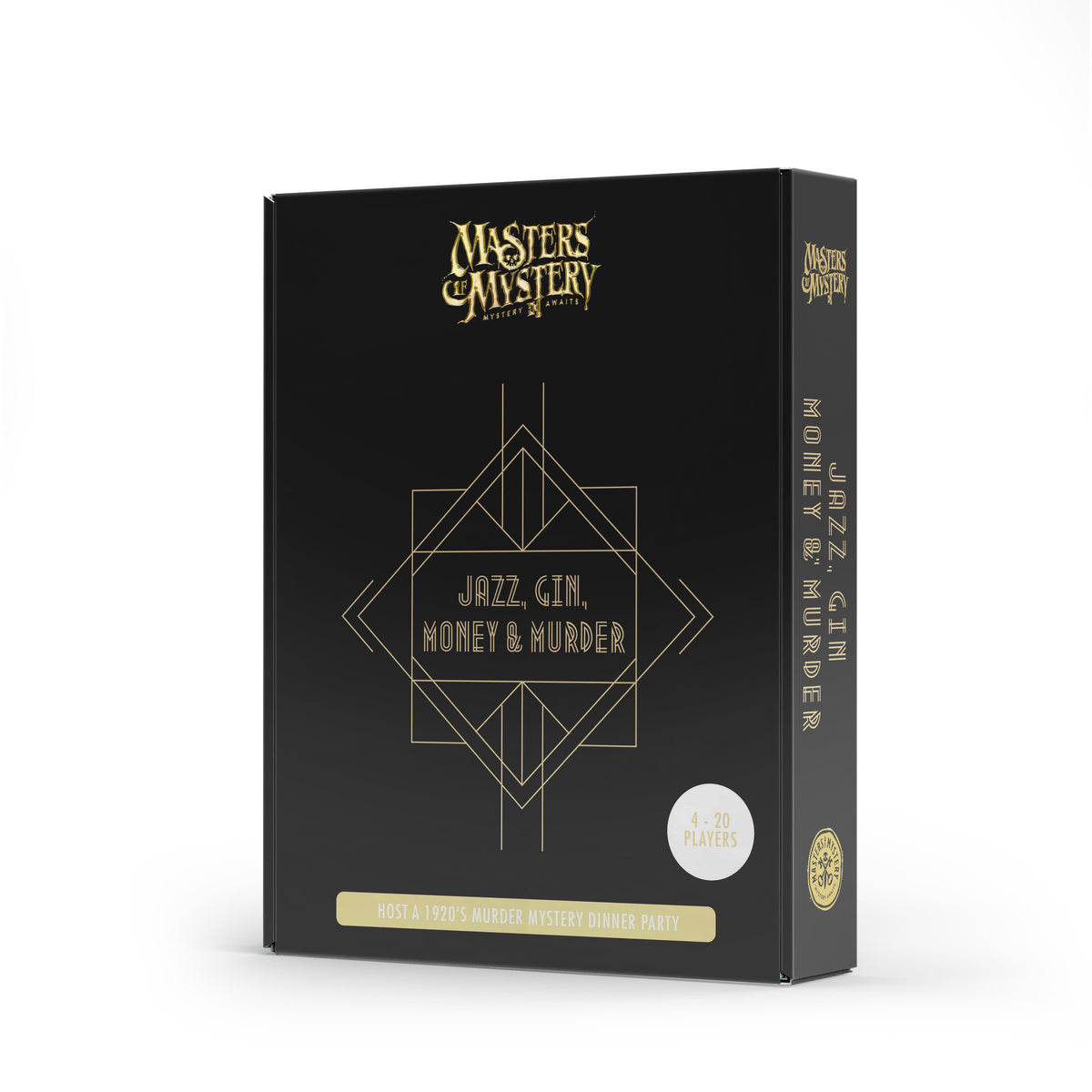 1920s murder mystery game box, spine
