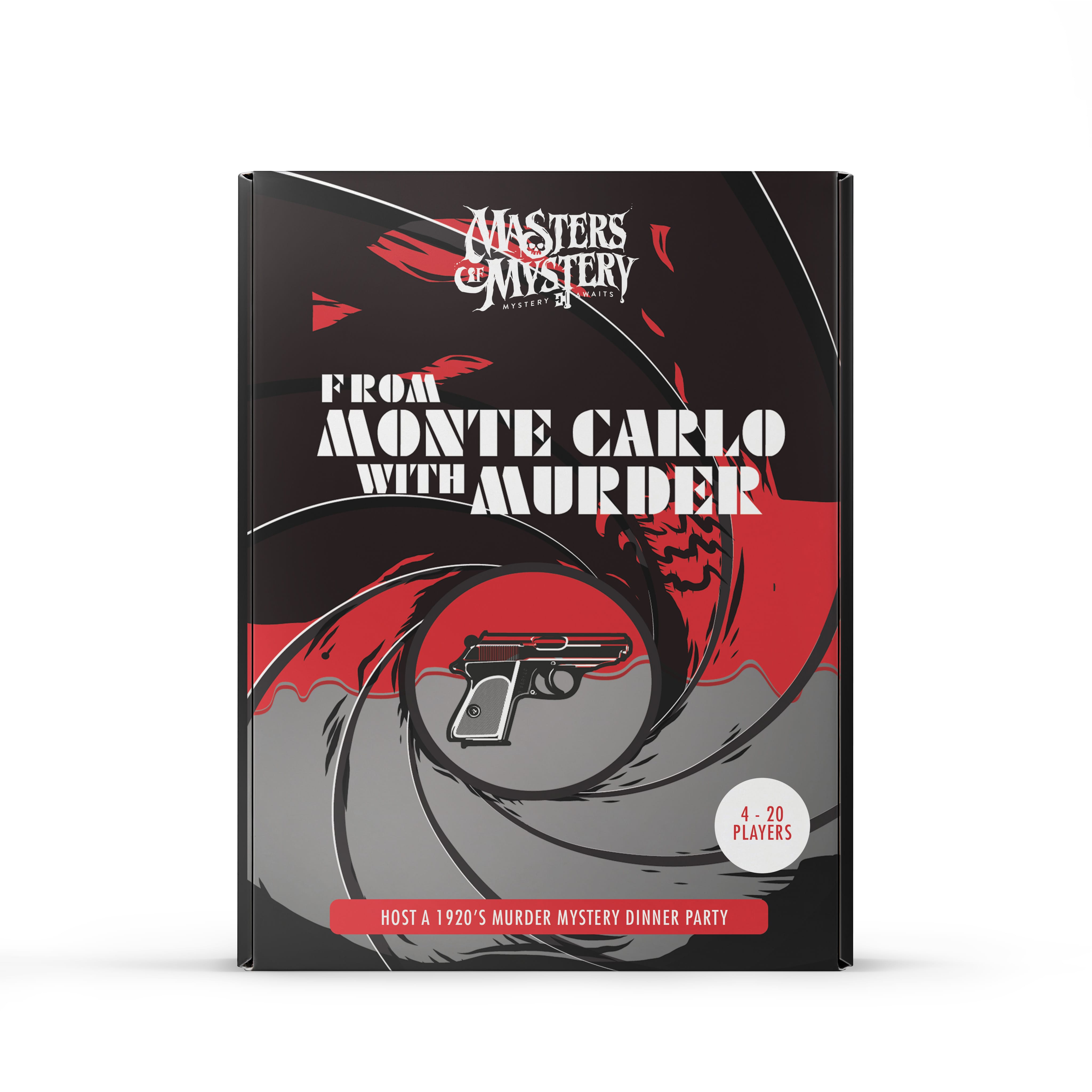 James Bond Box murder mystery game box, front