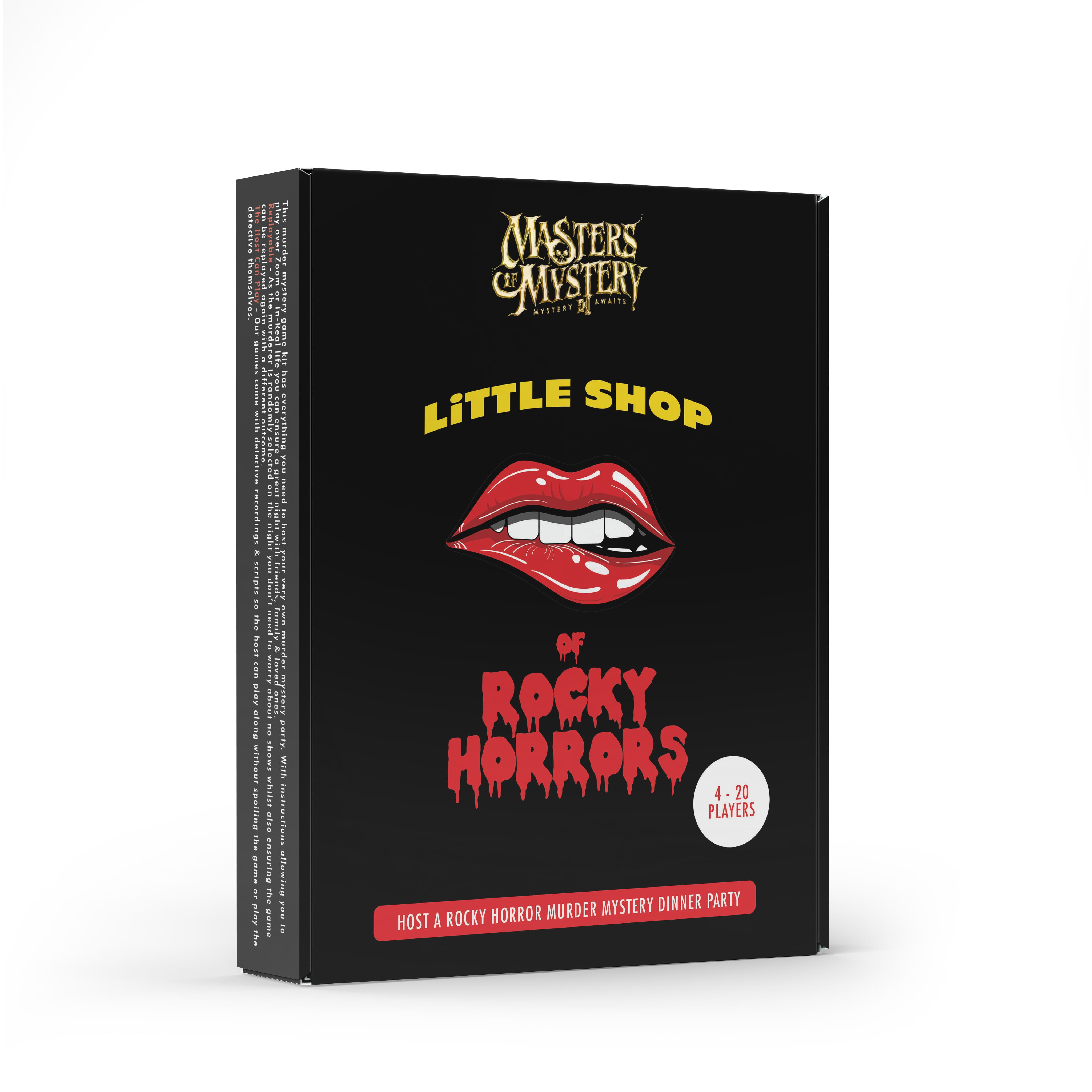 Little Shop of rocky horrors Murder Mystery game box, angled