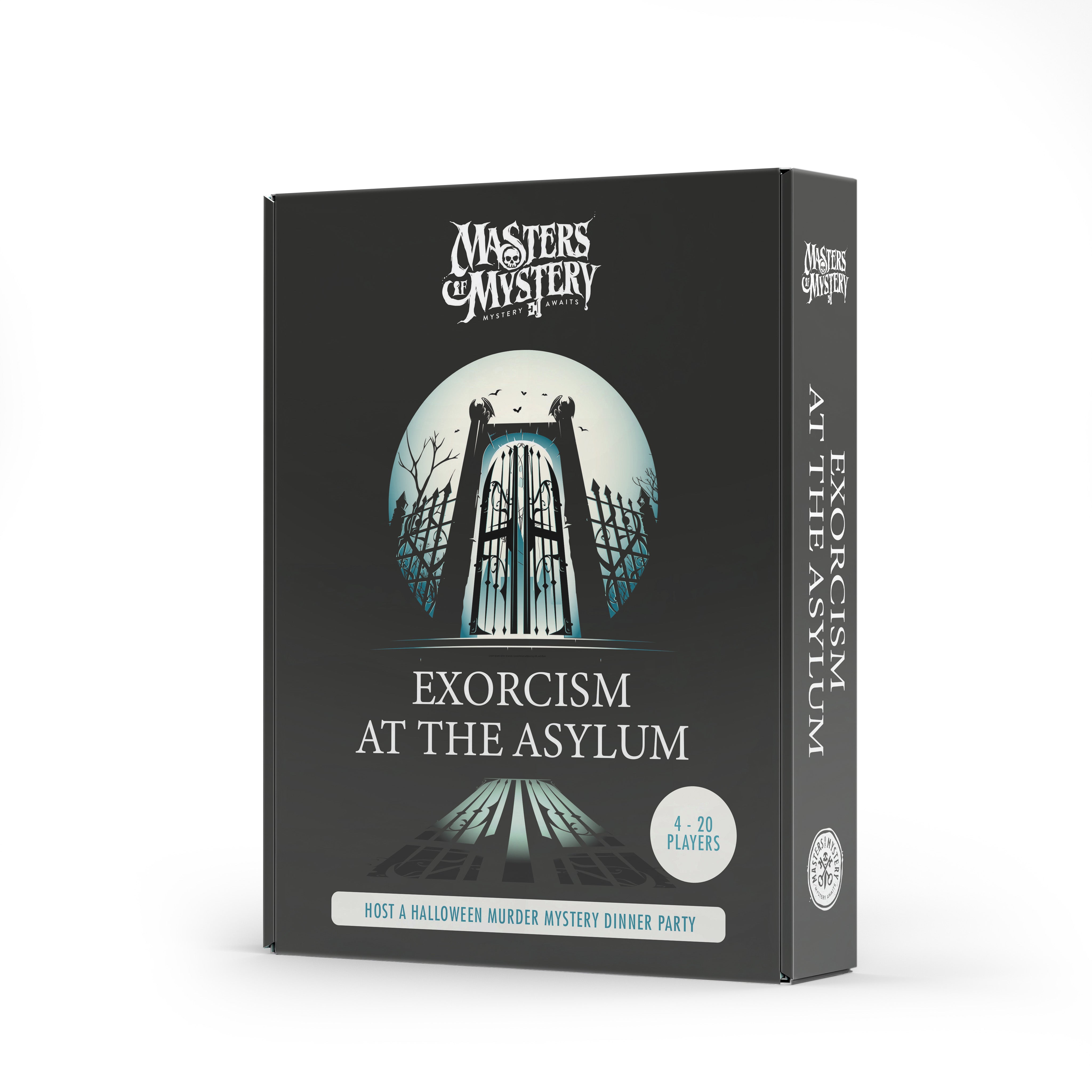 Exorcism and Asylum Murder Mystery game box, spine