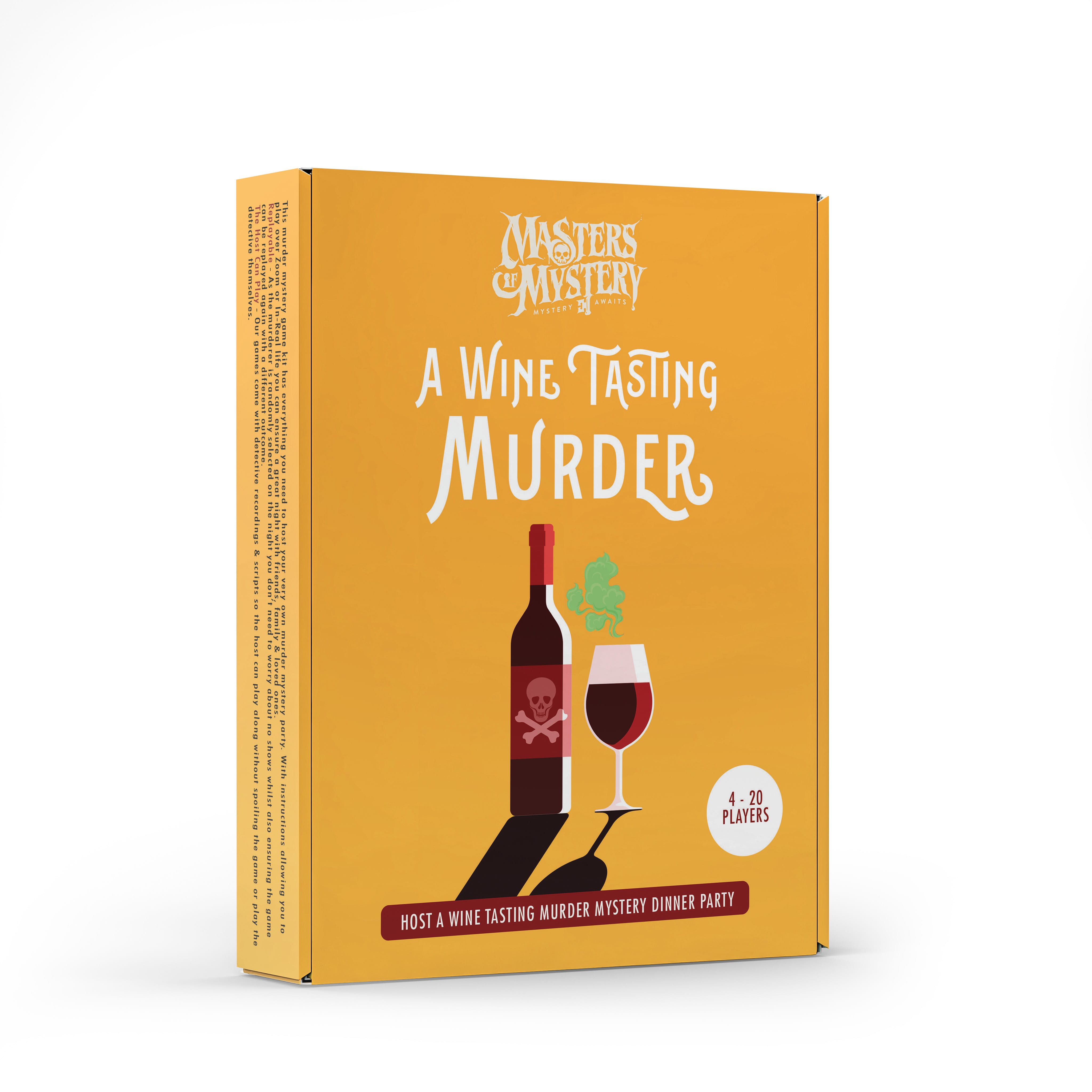 A Wine Tasting Themed game box, angled
