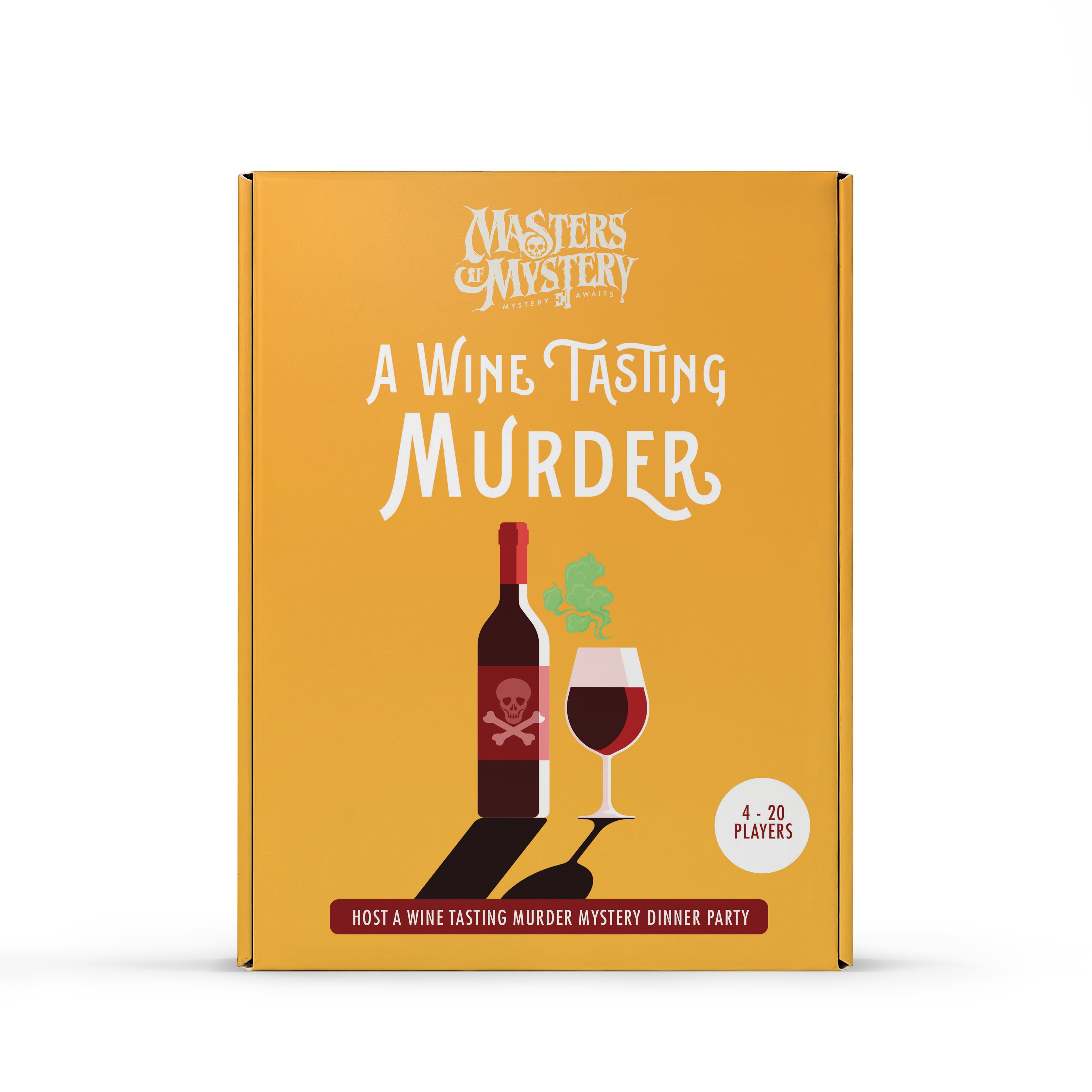 A Wine Tasting Themed murder mystery game box, front