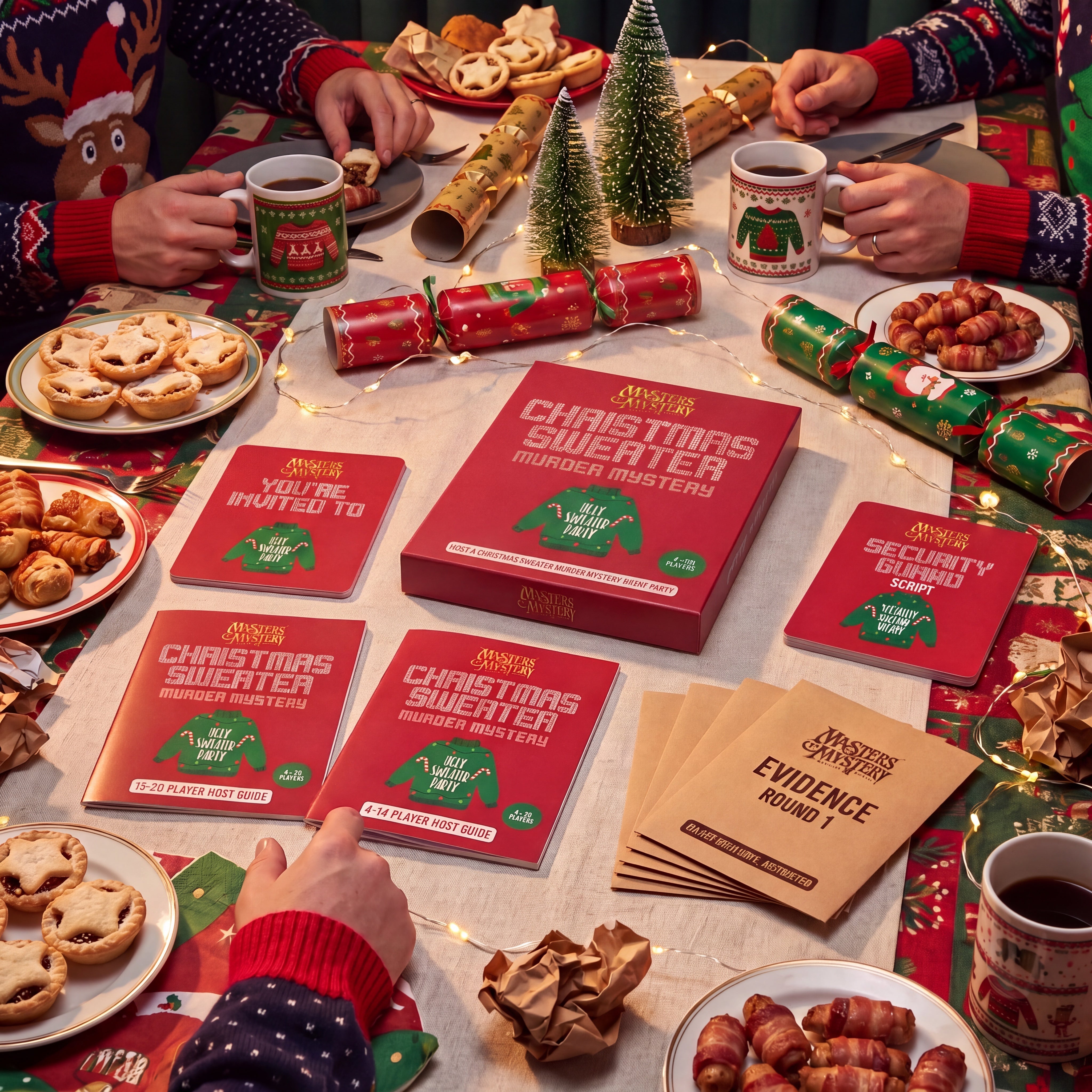 Office Christmas Murder Mystery Game arranged on a themed dinner table – 1x1 lifestyle image — image 5