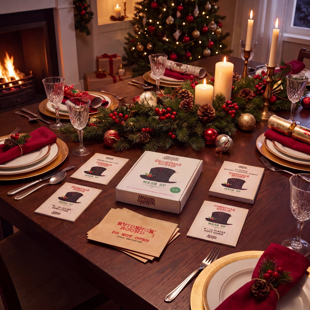 Victorian Christmas Murder Mystery Game arranged on a themed dinner table – 1x1 lifestyle image — immagine 5