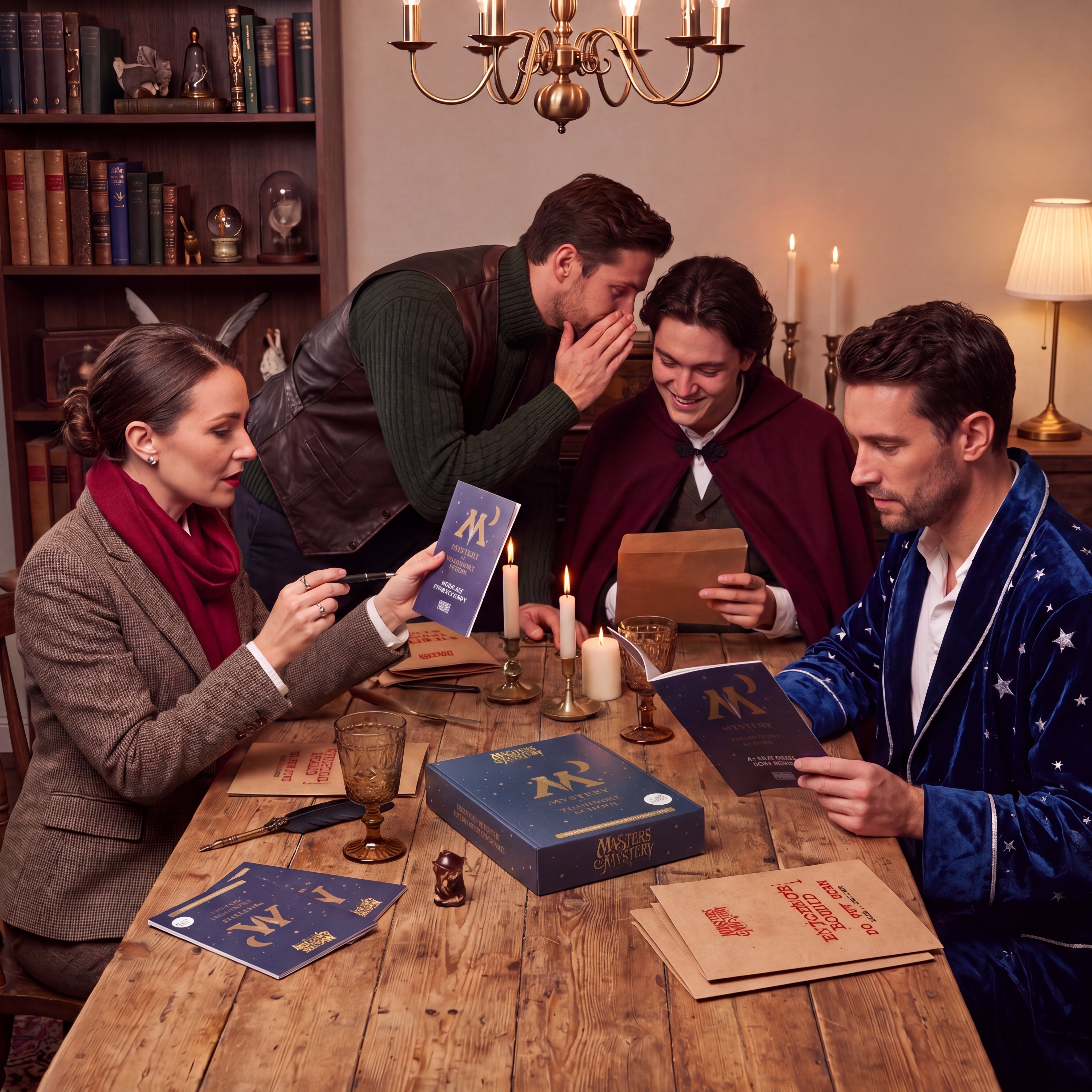 Wizarding Murder Mystery Game being played by guests at a themed party – 1x1 lifestyle image — image 6