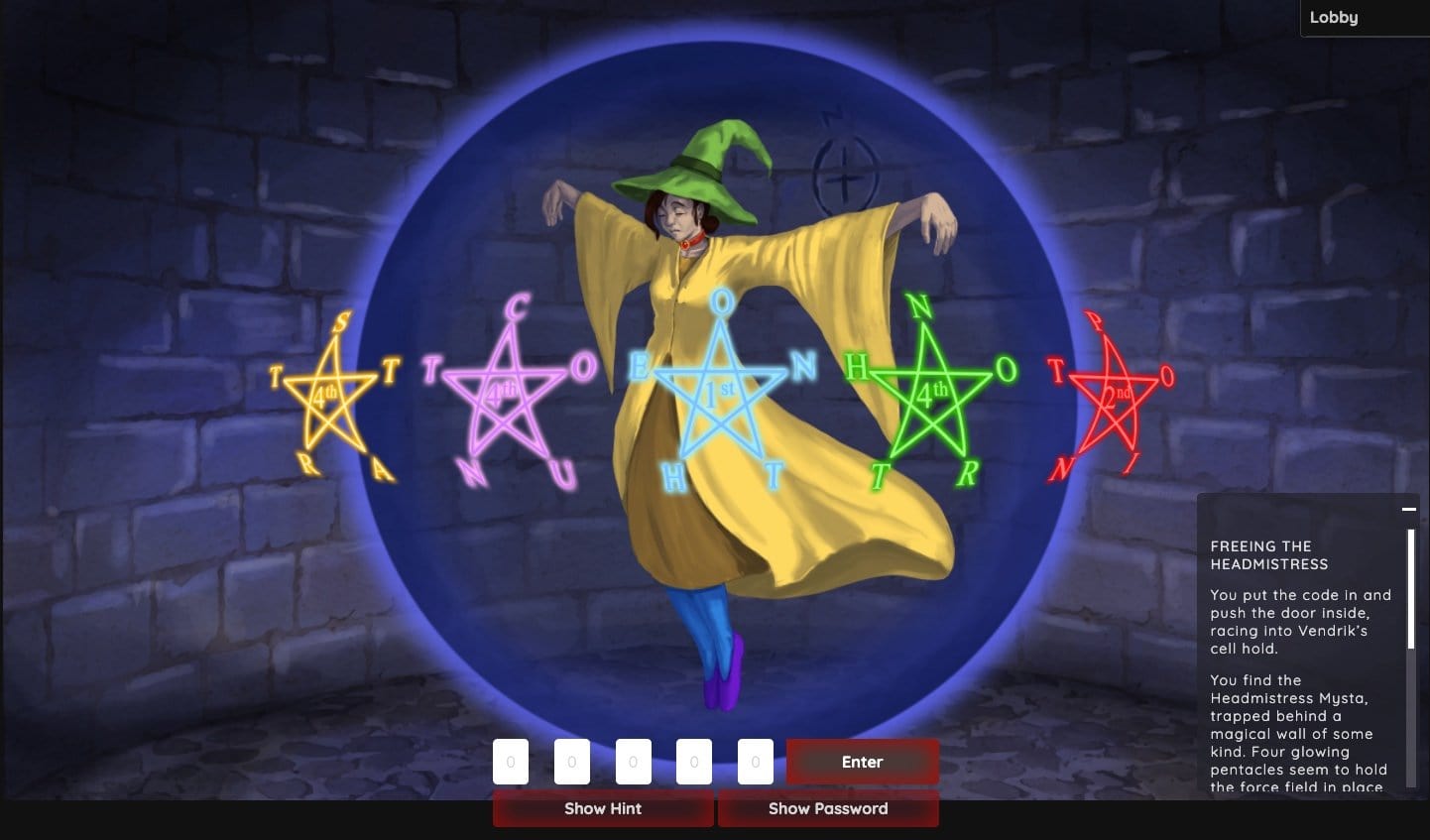 Wizard Themed Online Escape Room Game - The Curse of Vendrick