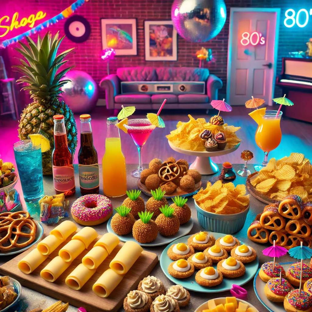 1980s-Themed Dinner and Drinks Menu: A Retro Party Delight
