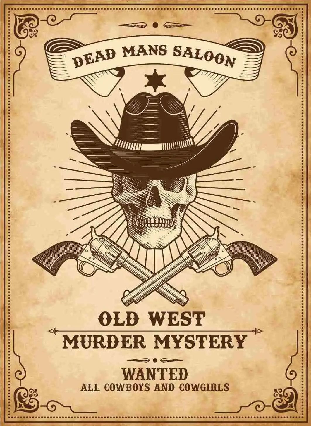 Pack d'extension - Hébergez votre propre kit de jeu de mystère sur le thème du Wild West Cowboy