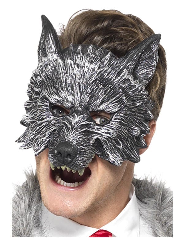 Fancy Dress Deluxe Grey Big Bad Wolf Mask - Halloween Costume Accessory