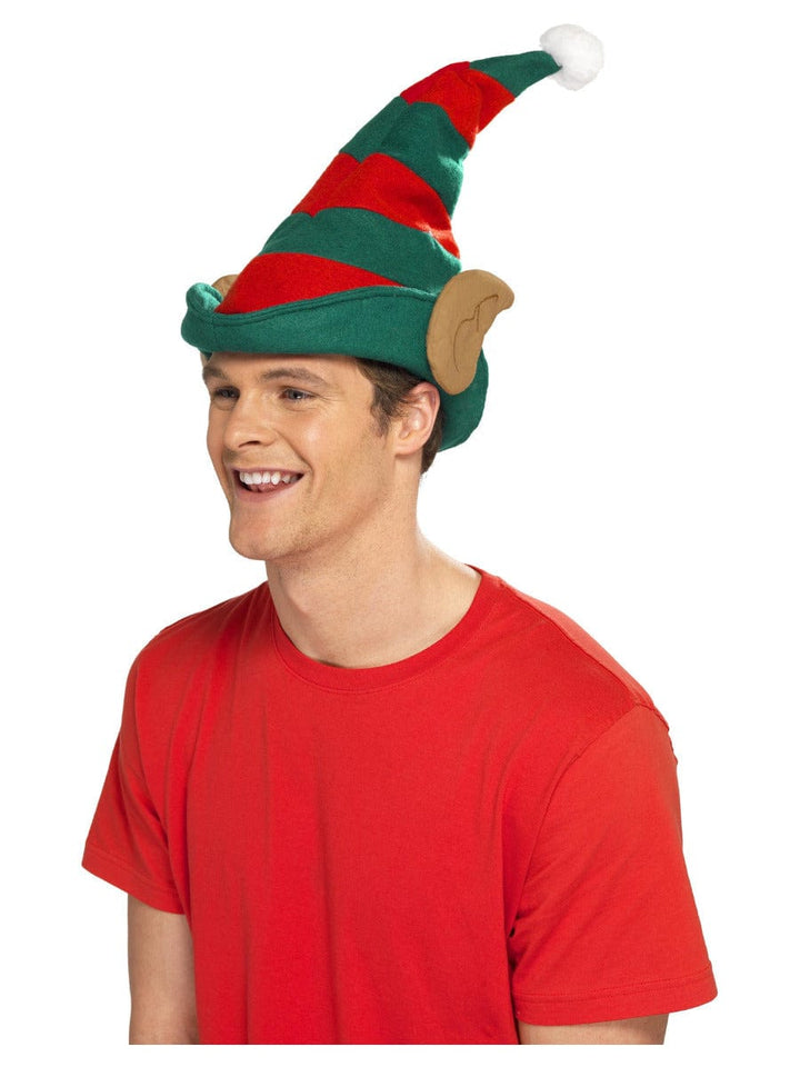 Elf Hat with Ears in Red and Green for Fancy Dress