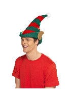 Elf Hat with Ears in Red and Green for Fancy Dress