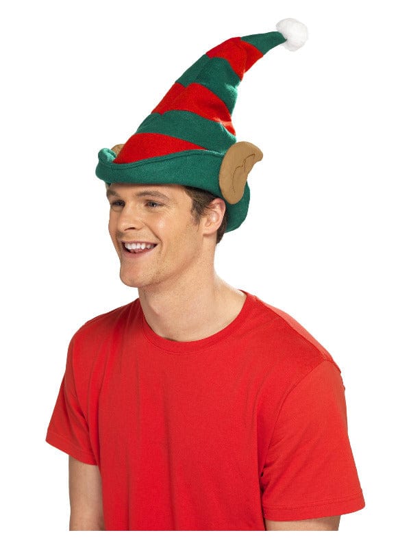 Elf Hat with Ears in Red and Green for Fancy Dress