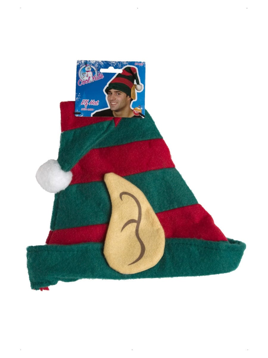 Elf Hat with Ears in Red and Green for Fancy Dress