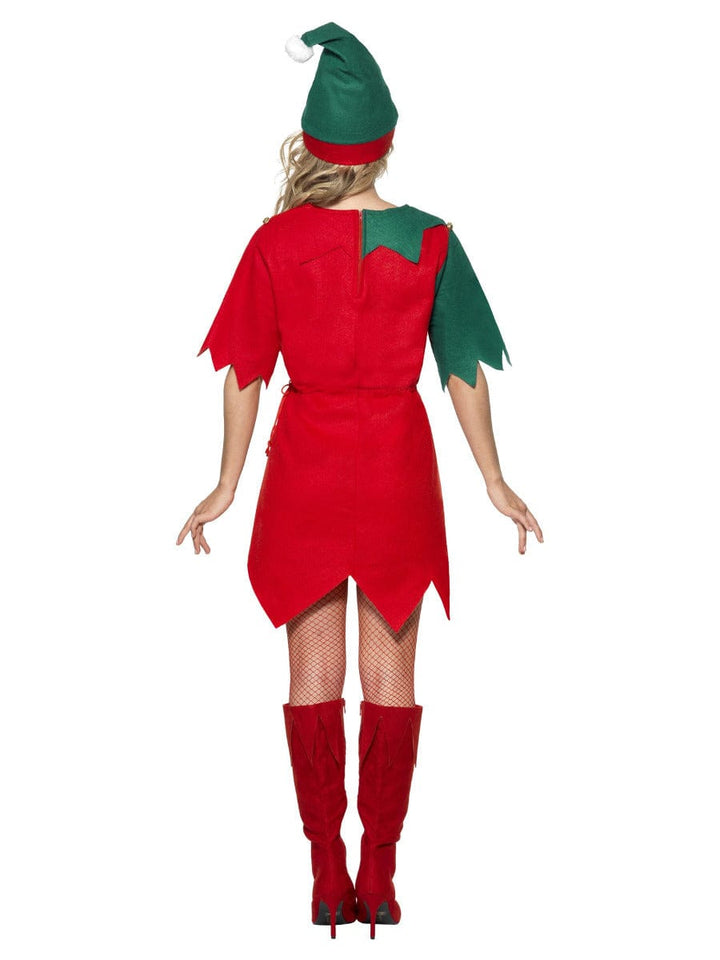 Christmas Elf Costume in Red and Green with Hat and Tunic - Fancy Dress