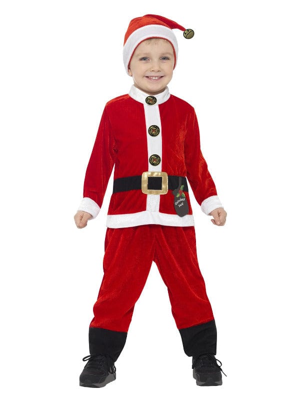 Santa Toddler Costume for Fancy Dress - Red & White Jumpsuit with Hat