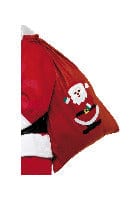 Red Santa Sack with Motif & Drawstring Tie - 90x60cm/35x23in - Fancy Dress Costume Accessory