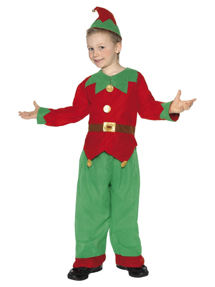 Christmas Elf Costume in Red and Green with Hat and Tunic - Fancy Dress