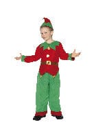 Christmas Elf Costume in Red and Green with Hat and Tunic - Fancy Dress