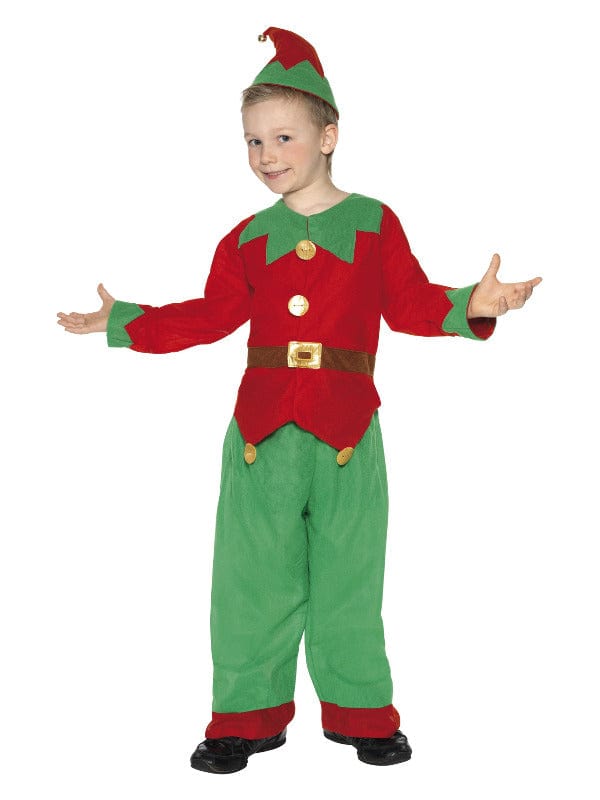 Christmas Elf Costume in Red and Green with Hat and Tunic - Fancy Dress