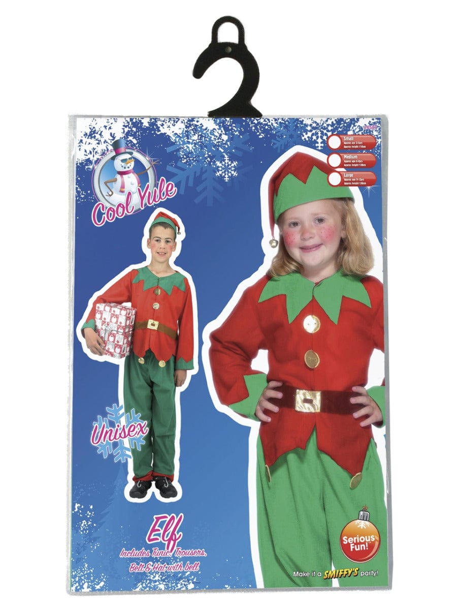 Christmas Elf Costume in Red and Green with Hat and Tunic - Fancy Dress