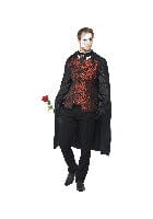 Black Dark Opera Masquerade Costume with Cape, Shirt, Mask, Gloves & Rose - Fancy Dress