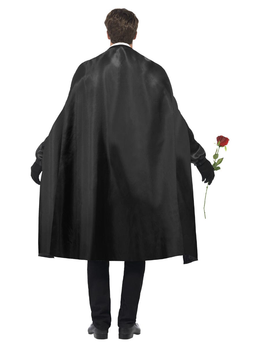 Black Dark Opera Masquerade Costume with Cape, Shirt, Mask, Gloves & Rose - Fancy Dress