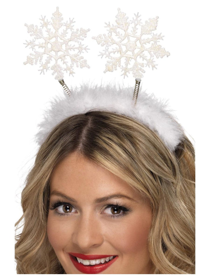 Festive Snowflake Boppers Headband - White Fancy Dress Accessory