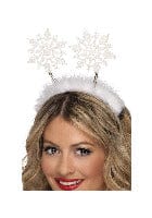 Festive Snowflake Boppers Headband - White Fancy Dress Accessory