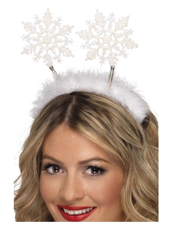 Festive Snowflake Boppers Headband - White Fancy Dress Accessory