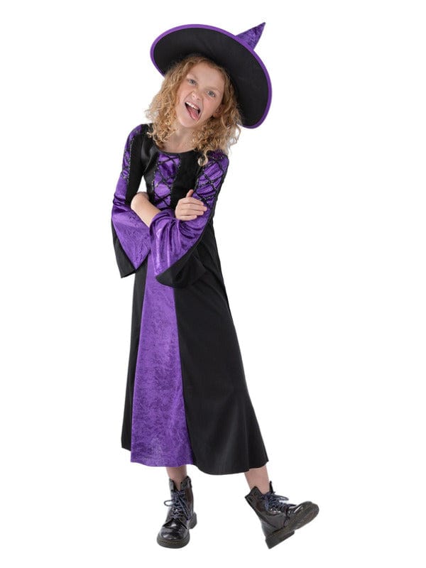 Bewitched Lila Kostüm mit Kleid und Hut – Halloween-Kostüm