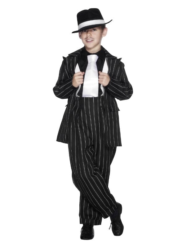 Black Zoot Suit Costume with Jacket, Trousers & Braces - Fancy Dress Outfit