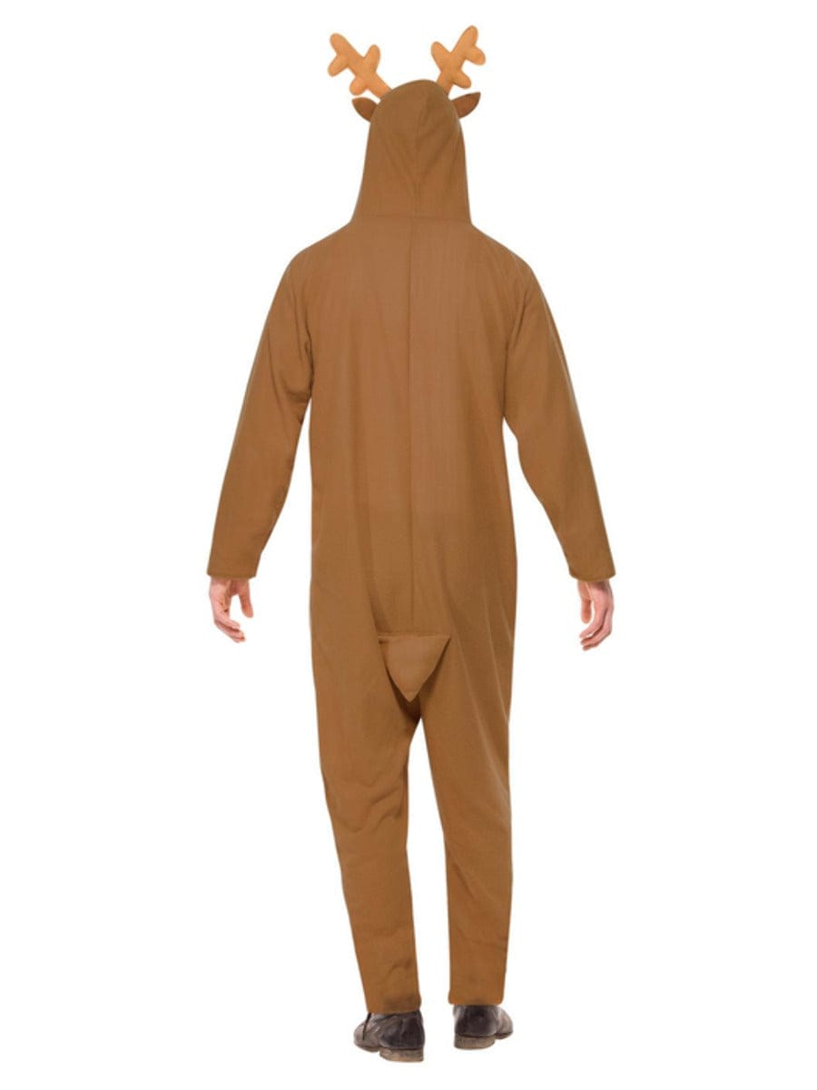 Fancy Dress Reindeer Costume in Brown with Hooded Jumpsuit