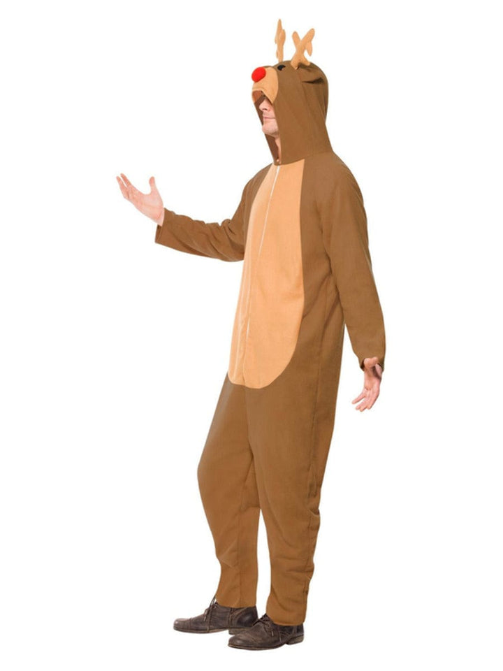 Fancy Dress Reindeer Costume in Brown with Hooded Jumpsuit