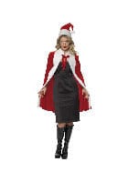 Deluxe Santa Kit for Fancy Dress - Red Cape & Hat Set