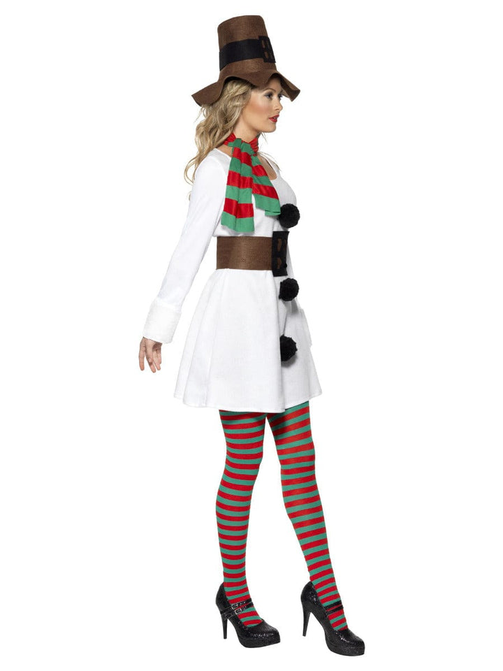 Snowman Fancy Dress Costume for Women - Includes Dress, Hat, Scarf & Belt - White