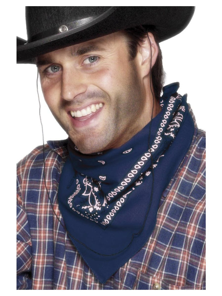 Blaues Cowboy-Bandana mit Western-Design – Kostümzubehör