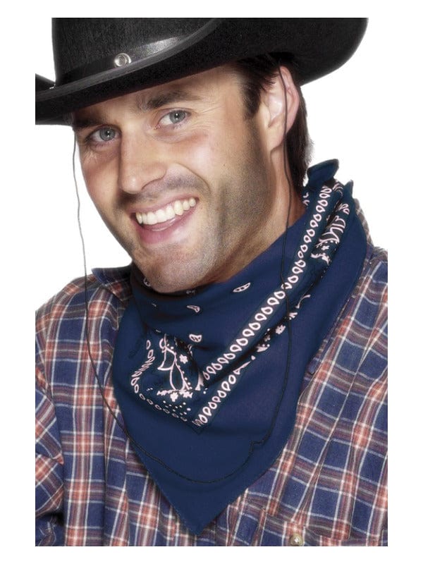 Blaues Cowboy-Bandana mit Western-Design – Kostümzubehör