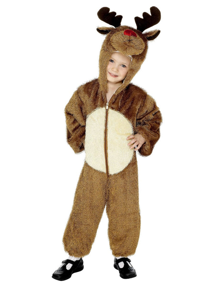 Fancy Dress Reindeer Costume - Small Brown Hooded Jumpsuit