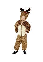 Fancy Dress Reindeer Costume - Small Brown Hooded Jumpsuit