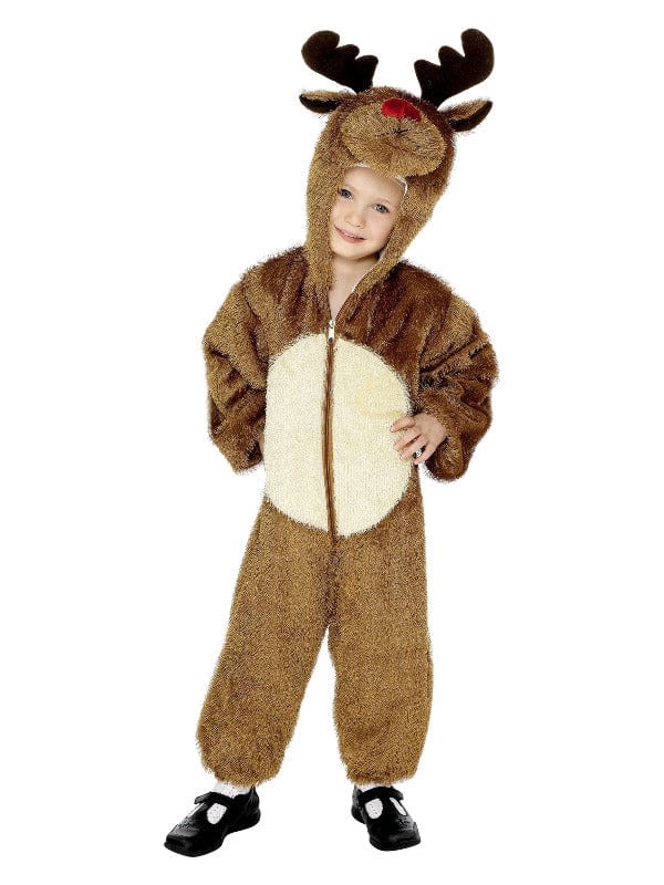 Fancy Dress Reindeer Costume - Small Brown Hooded Jumpsuit