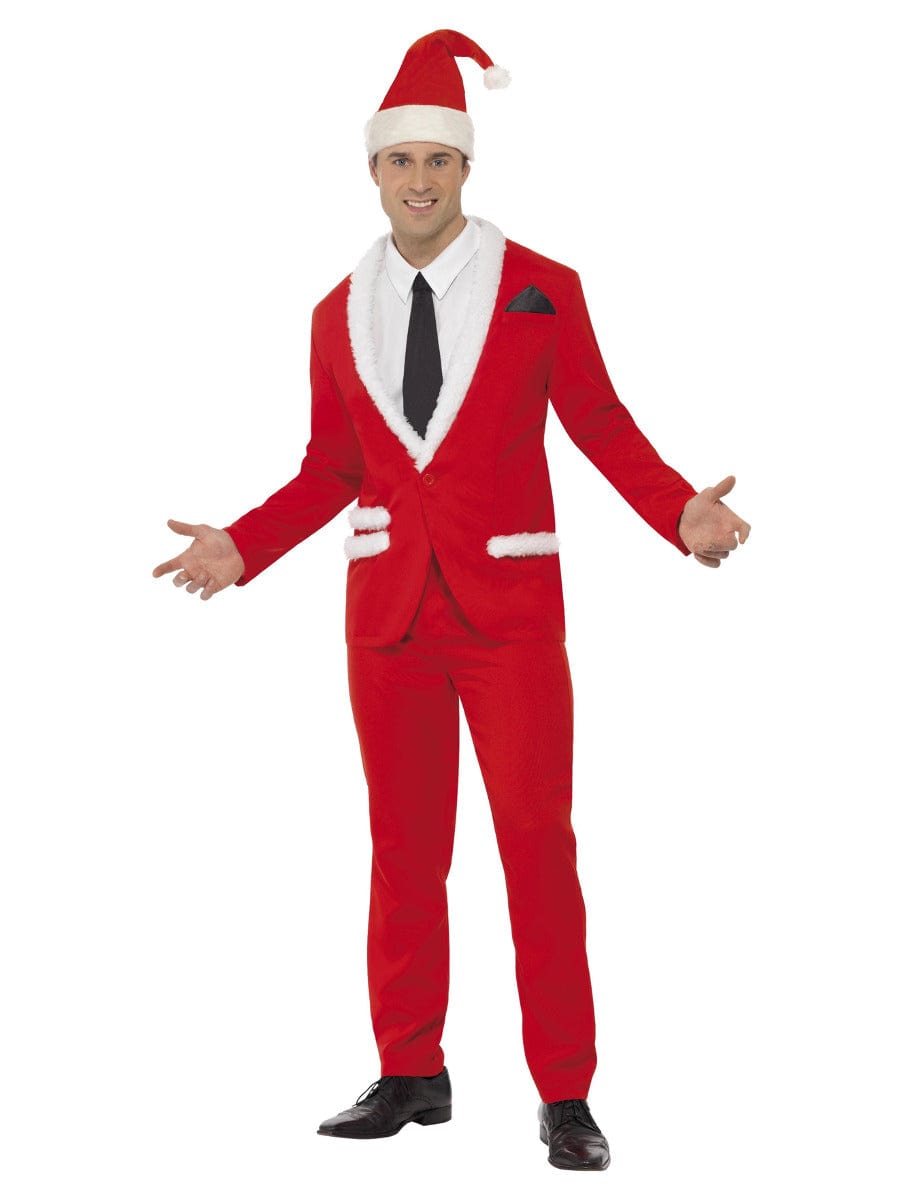 Santa Cool Costume in Red with Jacket, Trousers, Hat, Shirt & Tie - Fancy Dress