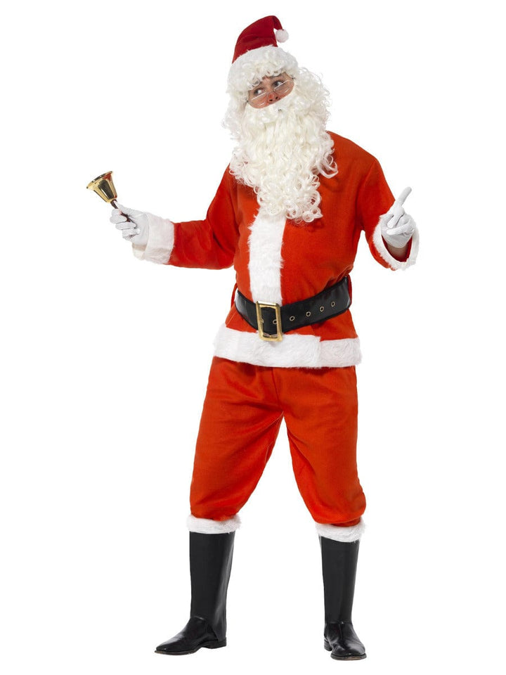 Deluxe Santa Costume for Fancy Dress with Jacket, Trousers, Belt, Hat, Gloves & Boot Covers - Red