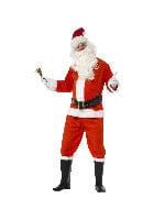 Deluxe Santa Costume for Fancy Dress with Jacket, Trousers, Belt, Hat, Gloves & Boot Covers - Red