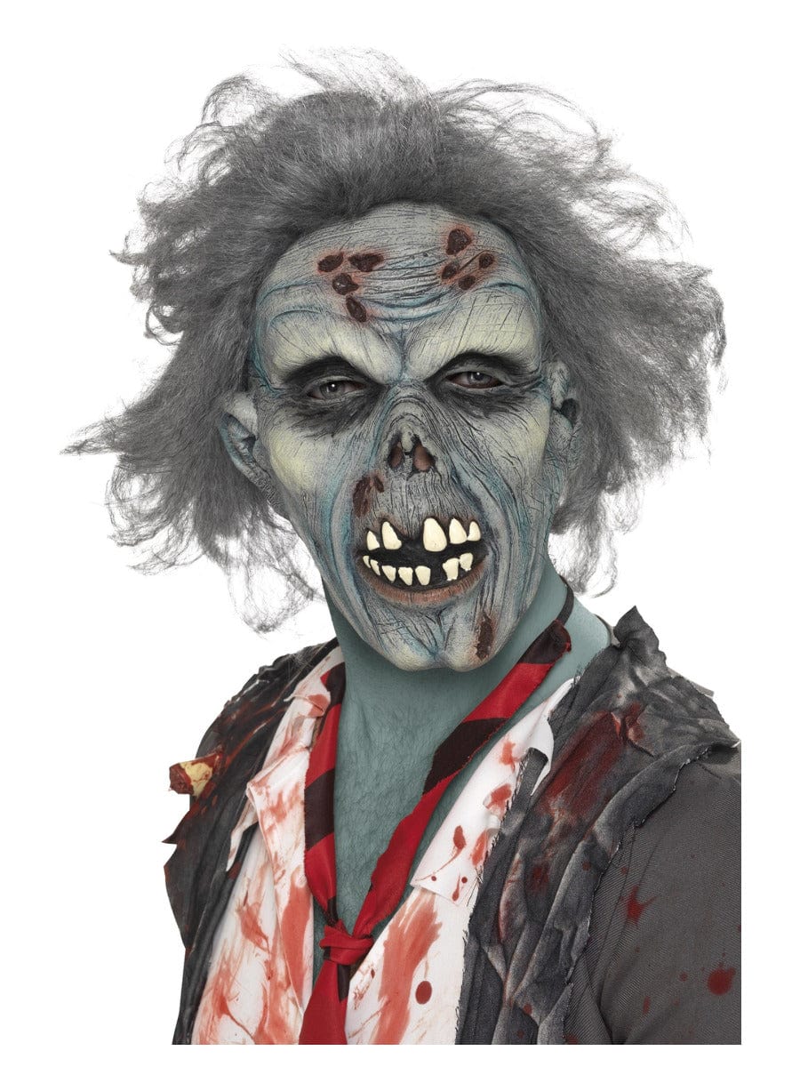 Graue verfallende Zombie-Maske – Latex-Overhead-Kostümzubehör