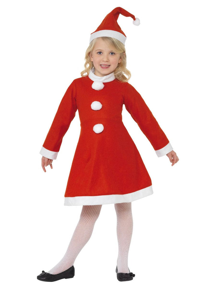 Festive Santa Girl Costume in Red with Dress & Hat for Fancy Dress