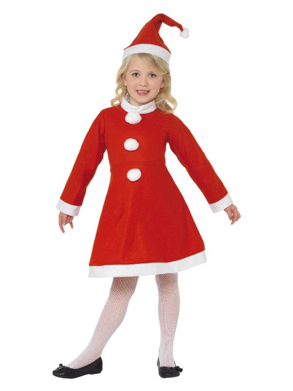 Festive Santa Girl Costume in Red with Dress & Hat for Fancy Dress