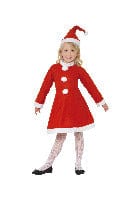 Festive Santa Girl Costume in Red with Dress & Hat for Fancy Dress