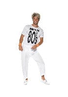 80s Fancy Dress Costume in White with Top & Trousers - Retro Party Outfit