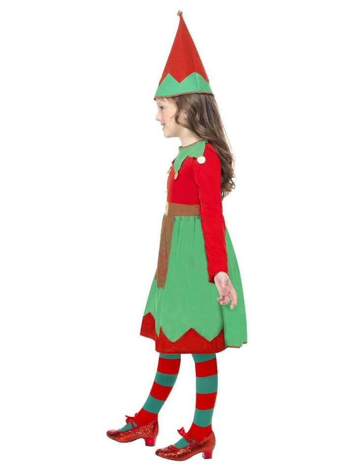 Santas Little Helper Fancy Dress Costume in Red & Green with Dress & Hat